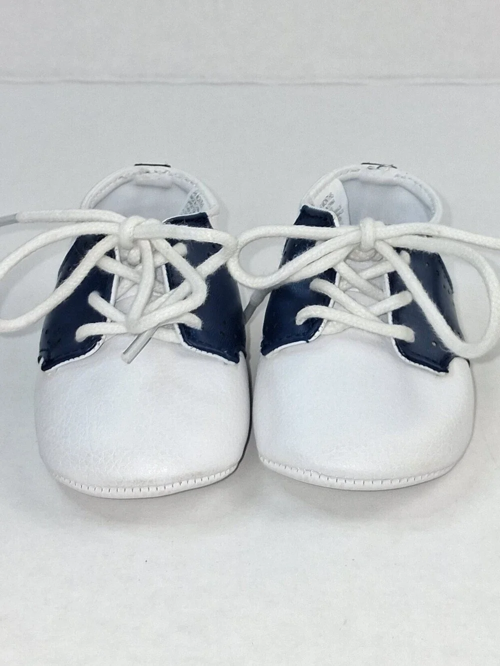 Janie and Jack Navy Blue White Saddle Oxford Crib Shoes